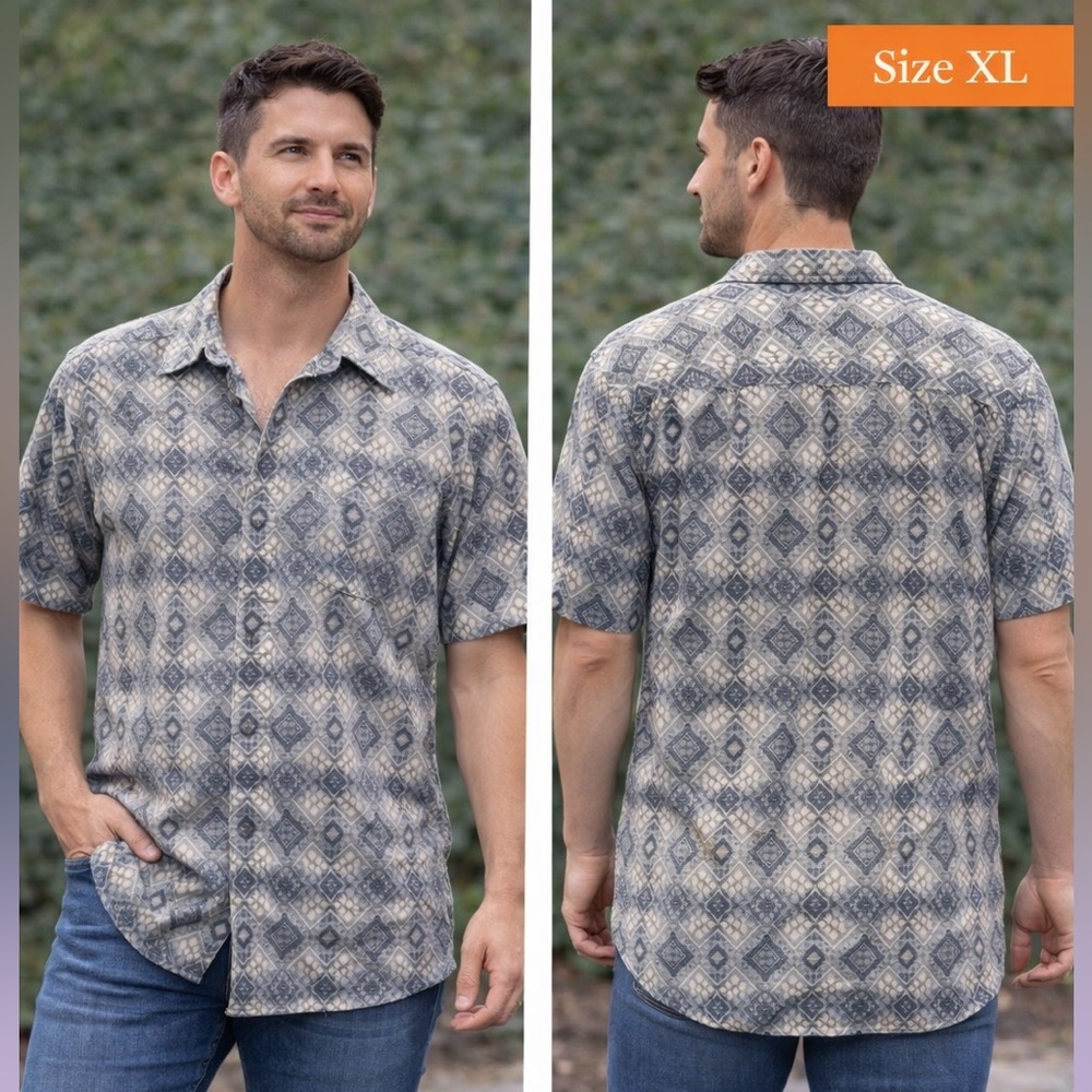 Casual Geometric Patterned Shirt for Men XL